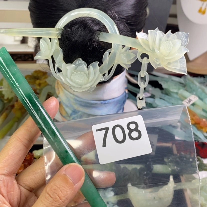 【闪购商品】岫玉发饰未镶嵌飘*?