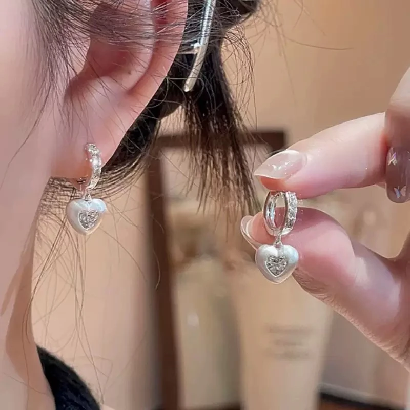 足银耳饰 999银拉丝桃心耳扣简约（拍桃心耳扣送钱多多耳扣）