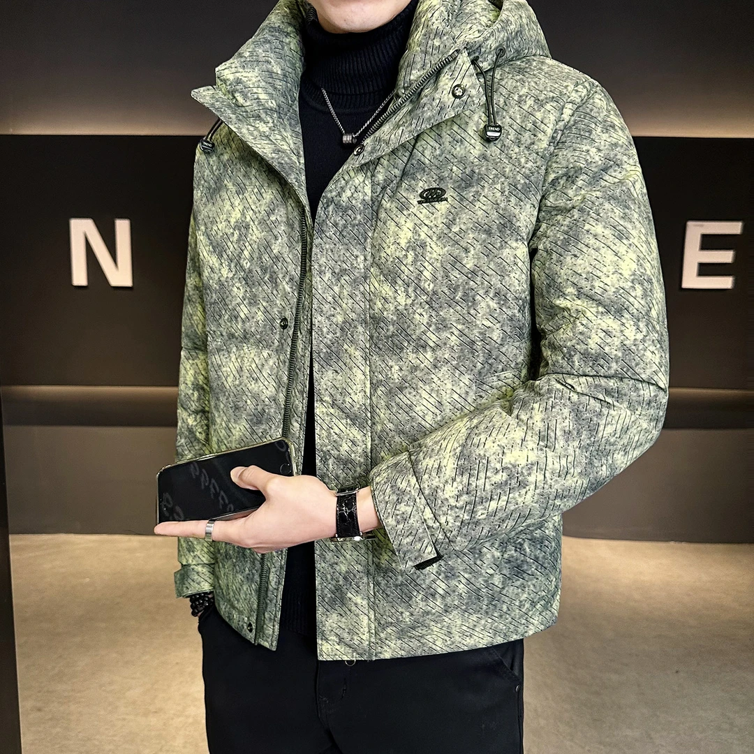 羽绒服男款连帽冬季2025新款加厚保暖扎染高级感衣服防寒外套冬装
