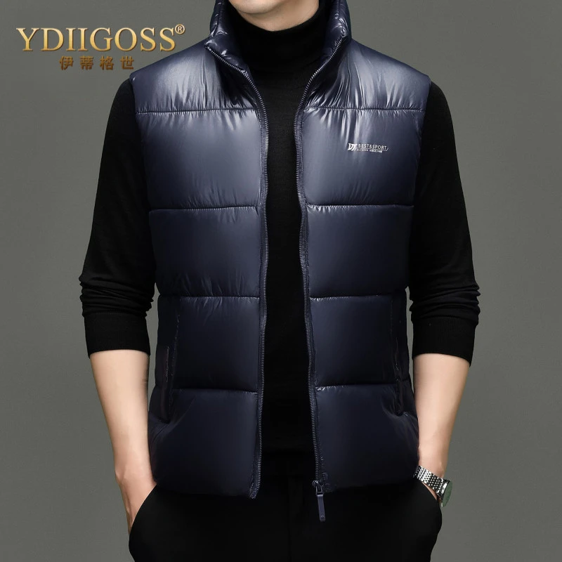 YDIIGOSS休闲立领马甲男士2025年冬季新款加厚保暖坎肩背心马夹