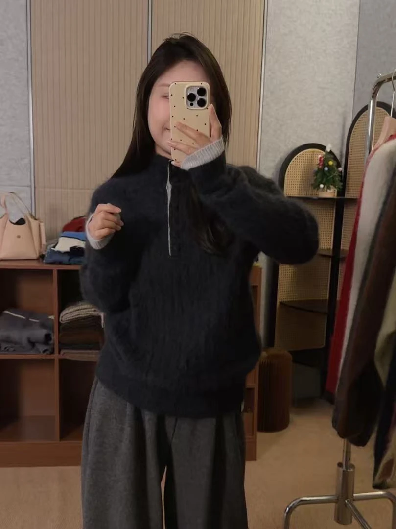 【鑫绒毛衣】毛针织衫宽松长袖针织宽松高领针织衫半高领Y999-A353