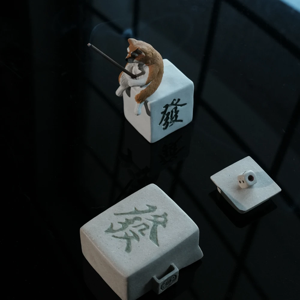 松泉茶器丨《麻将狗香插》 紫砂茶宠   可爱   紫砂    yg162