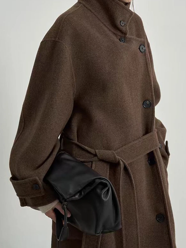 简约时尚设计师款美拉德色系高级双面羊毛大衣 8188