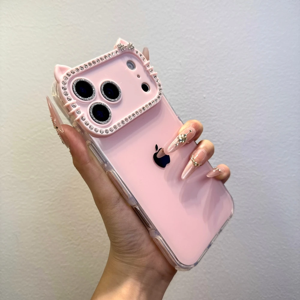 高级闪钻猫咪果冻适用iPhone16promax手机壳苹果17pro15网红1314