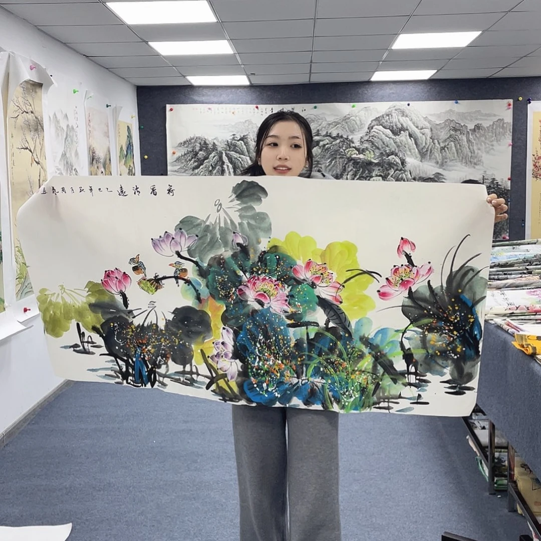国画国画作品小姐姐放漏中