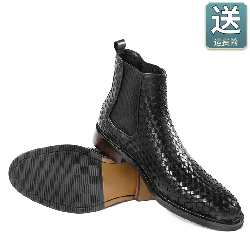 秋冬冬季时尚休闲真皮百搭潮流短靴英伦风复古时装靴男士牛皮手工