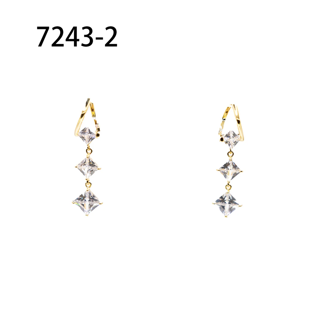 铜合金耳饰 简约镶嵌个性气质耳环小众设计高级感耳钉耳饰～7243-2