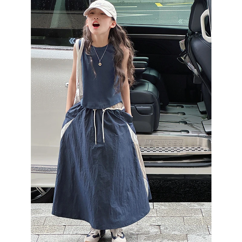 K29301运动女童背心套装裙2025夏装新款儿童上衣裙子休闲两件套潮