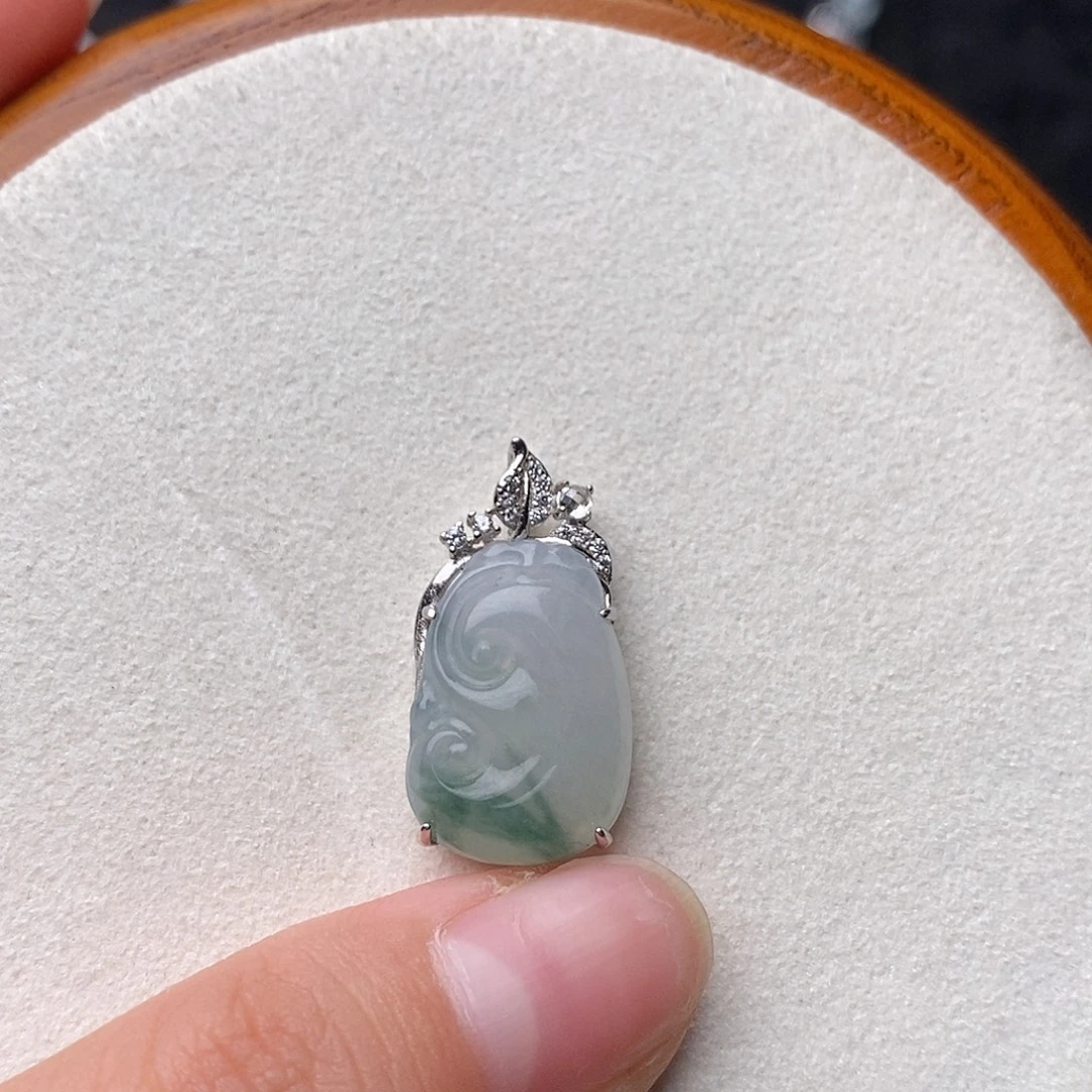 翡翠银S925镶嵌吊坠(不含链)