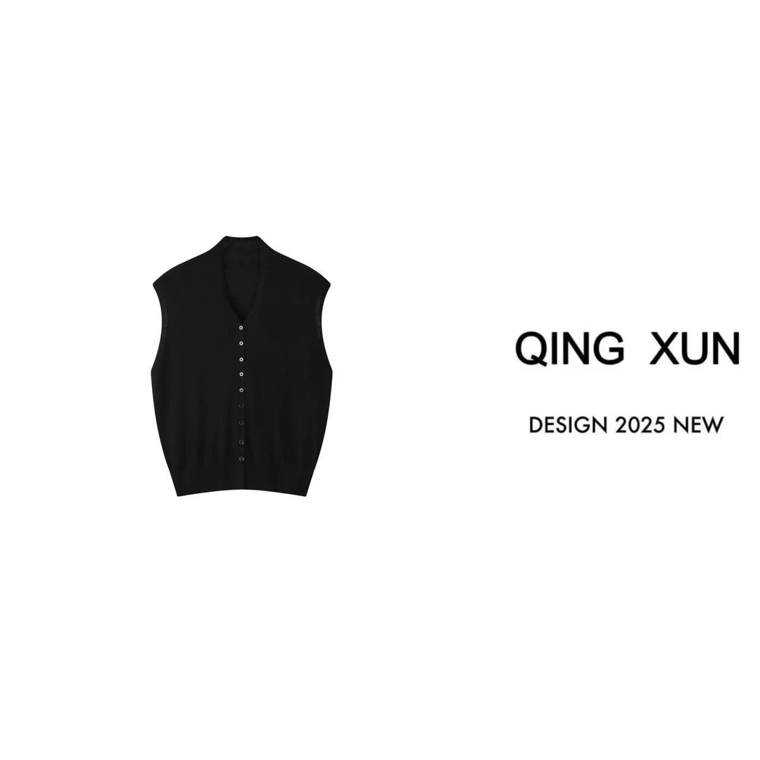 QING XUN 顶奢山羊绒无袖开衫马甲{3325}