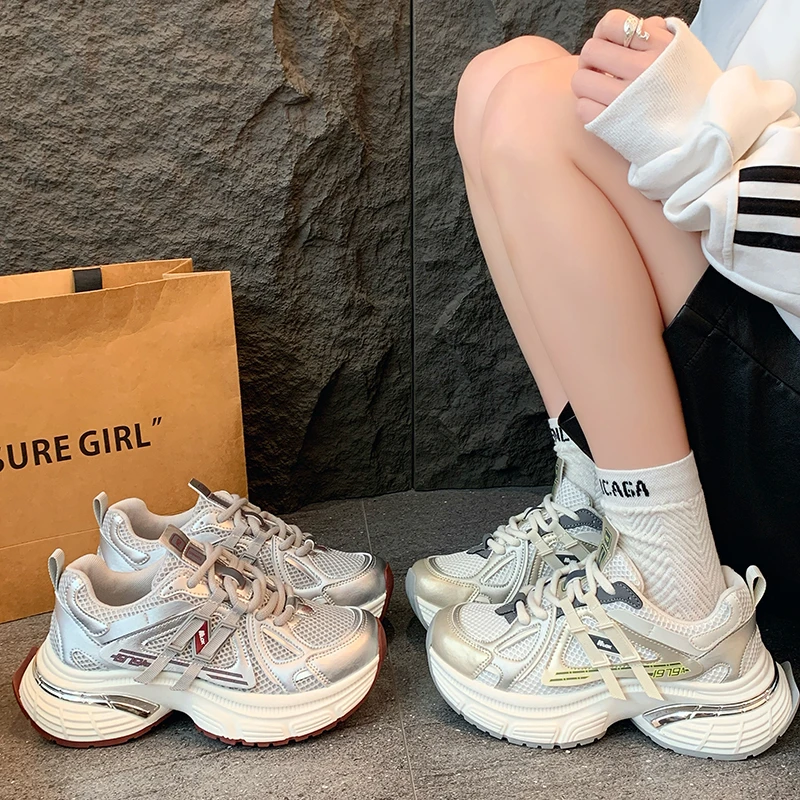 【FJ】老爹鞋2025春季新款透气运动潮流老爹鞋休闲女鞋