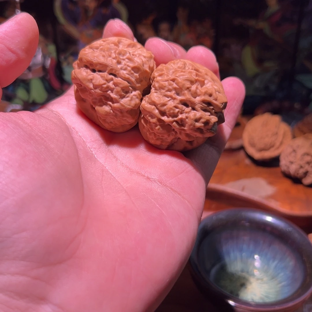 吊坠文玩核桃41全品蛤蟆头一对