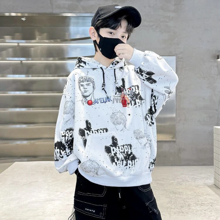 儿童装男童连帽卫衣潮新款男孩春装上衣中大童春季洋气春秋款