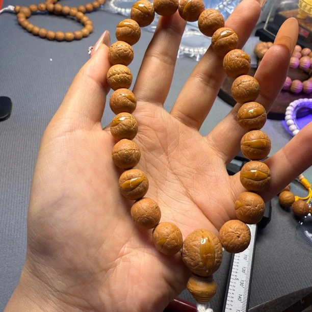 【奉一文玩】凤眼菩提黄金铜手持x12.5