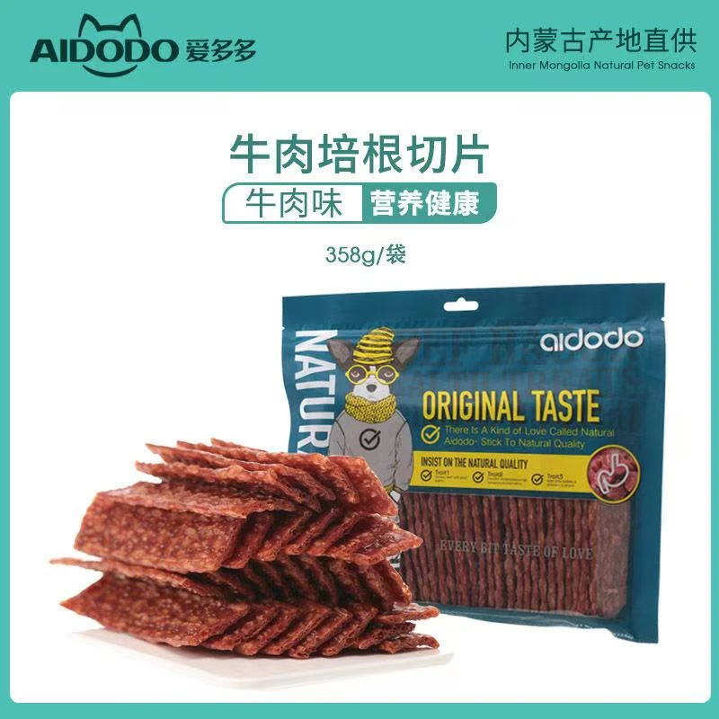 爱多多狗狗零食牛肉味培根切片细卷棒358g宠物狗咬胶牛肉条牛肉干