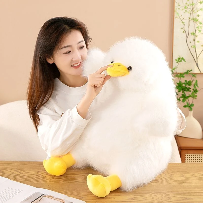 可爱网红炸毛墩墩鸭玩偶鸭子抱枕毛绒玩具布娃娃女孩儿童生日礼物