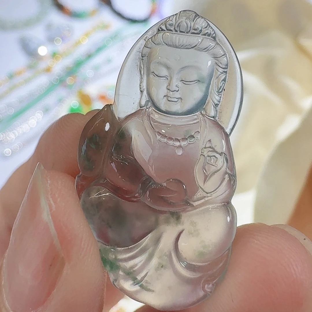 翡翠颈饰未镶嵌宝宝莲花观音