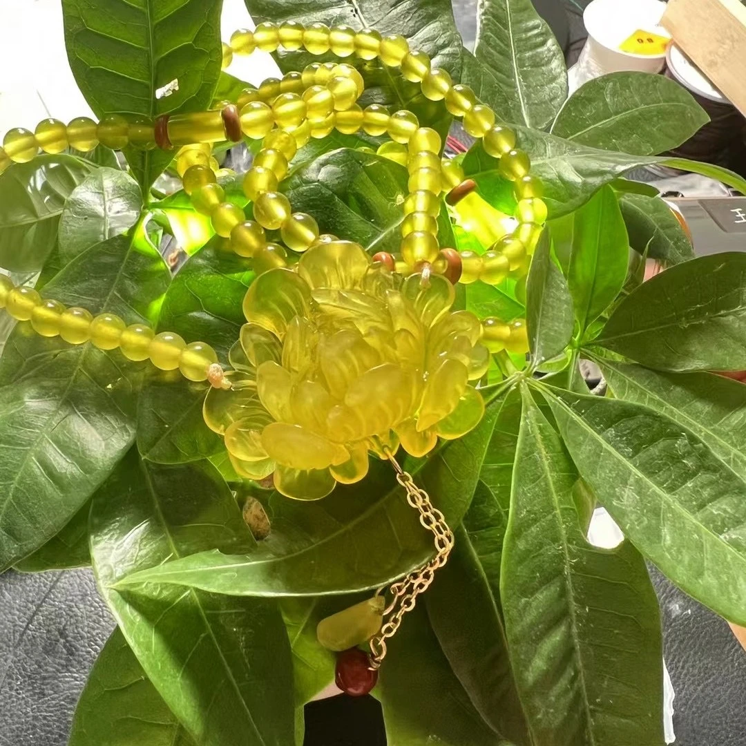 纯天然岫玉花开富贵手工雕刻牡丹花吊坠