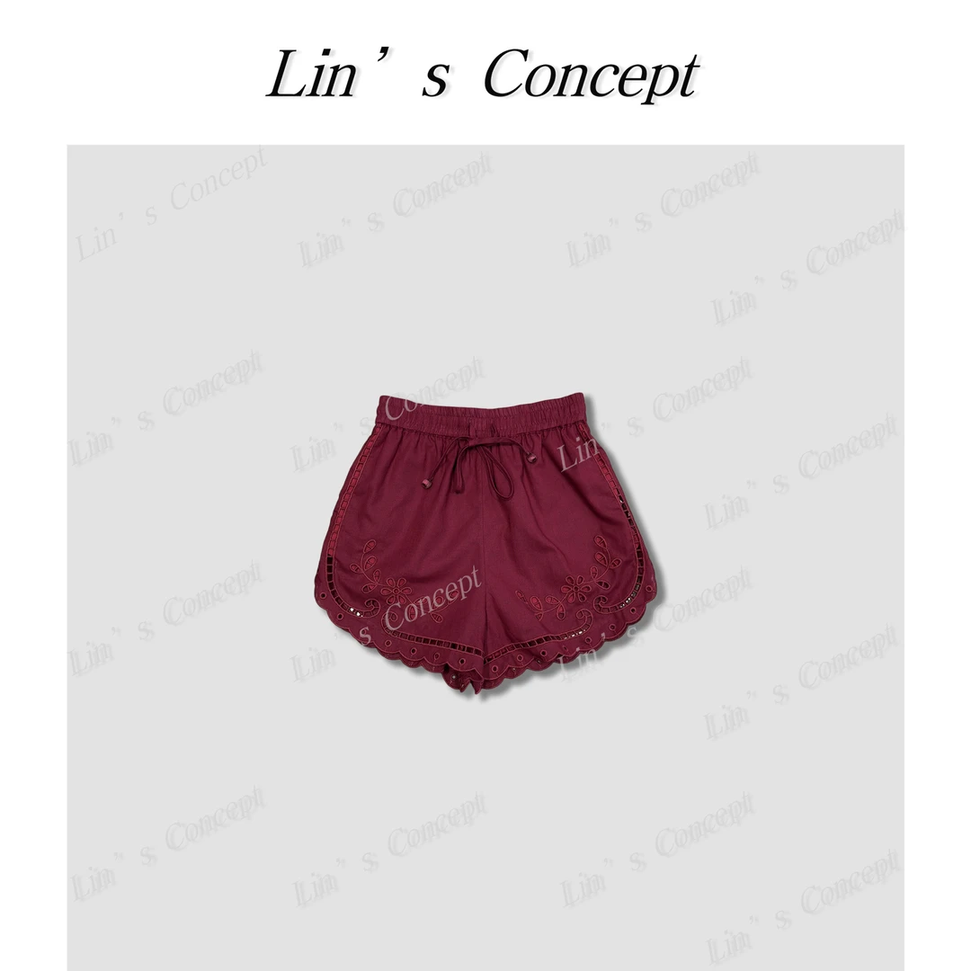 【米兰小镇裤子】CY轻奢设计师款镂空钩花刺绣短裤 DL2405926