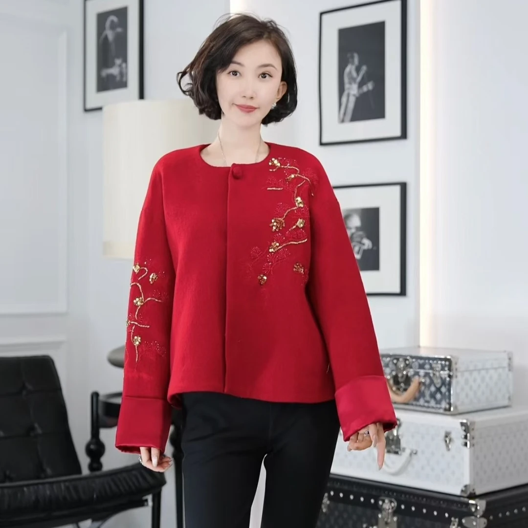 Betty Bairn【华年瑞象】新年系列羊毛刺绣毛呢外套24B-BW7623