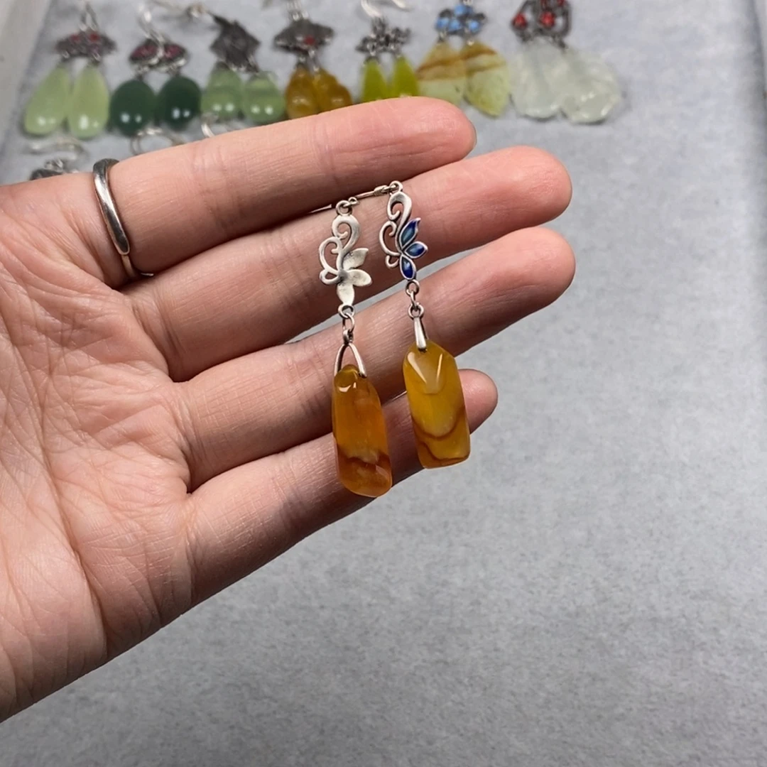 蛇纹石玉未镶嵌挂件耳饰耳环项链