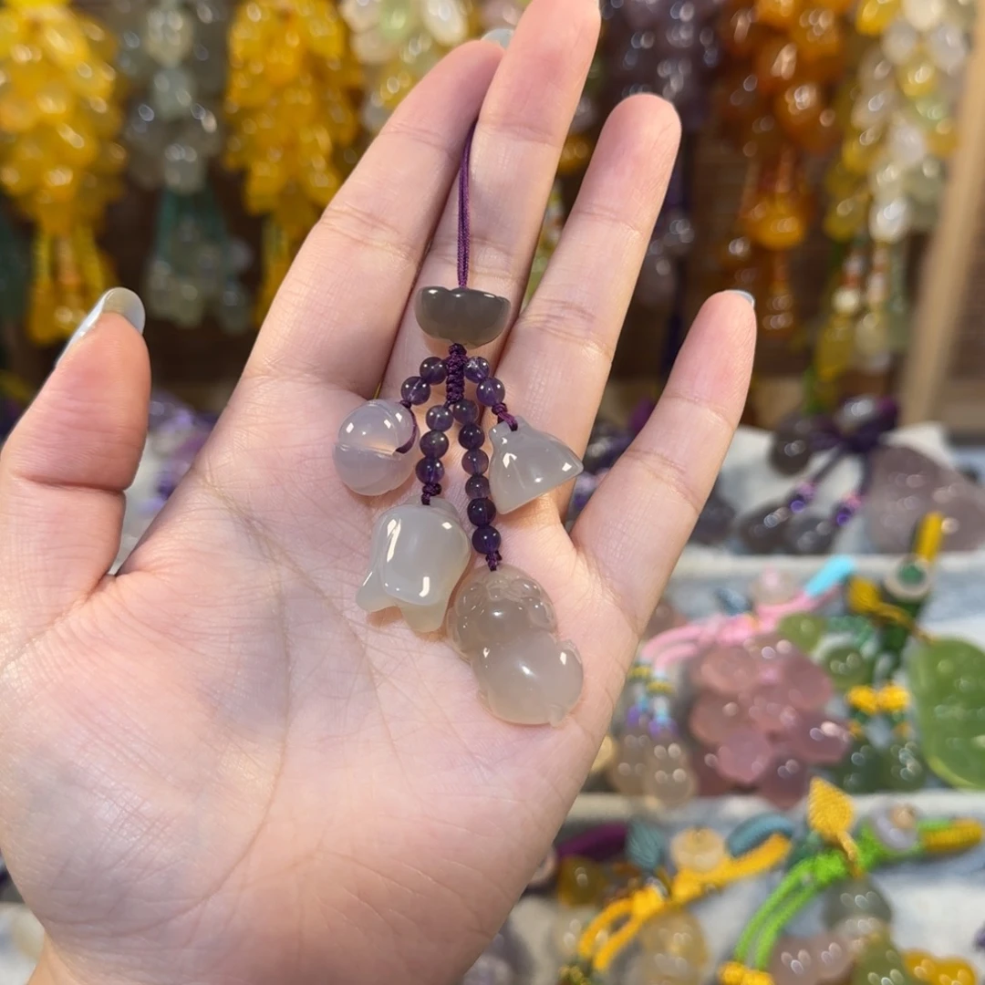 恰***变玛瑙/玉髓未镶嵌手机挂件