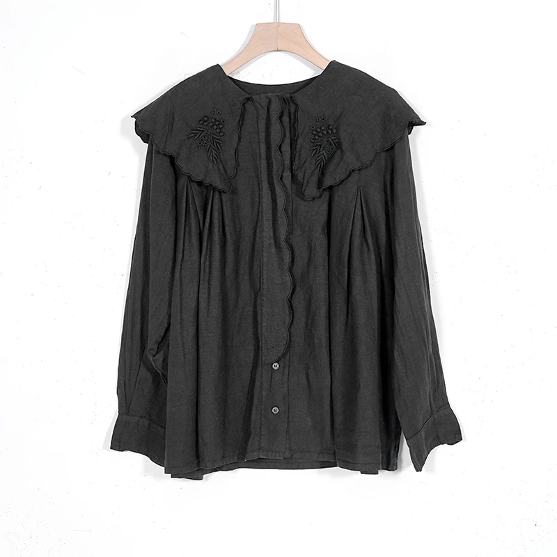 【蓉哥出品】刺绣亚麻衬衫8232