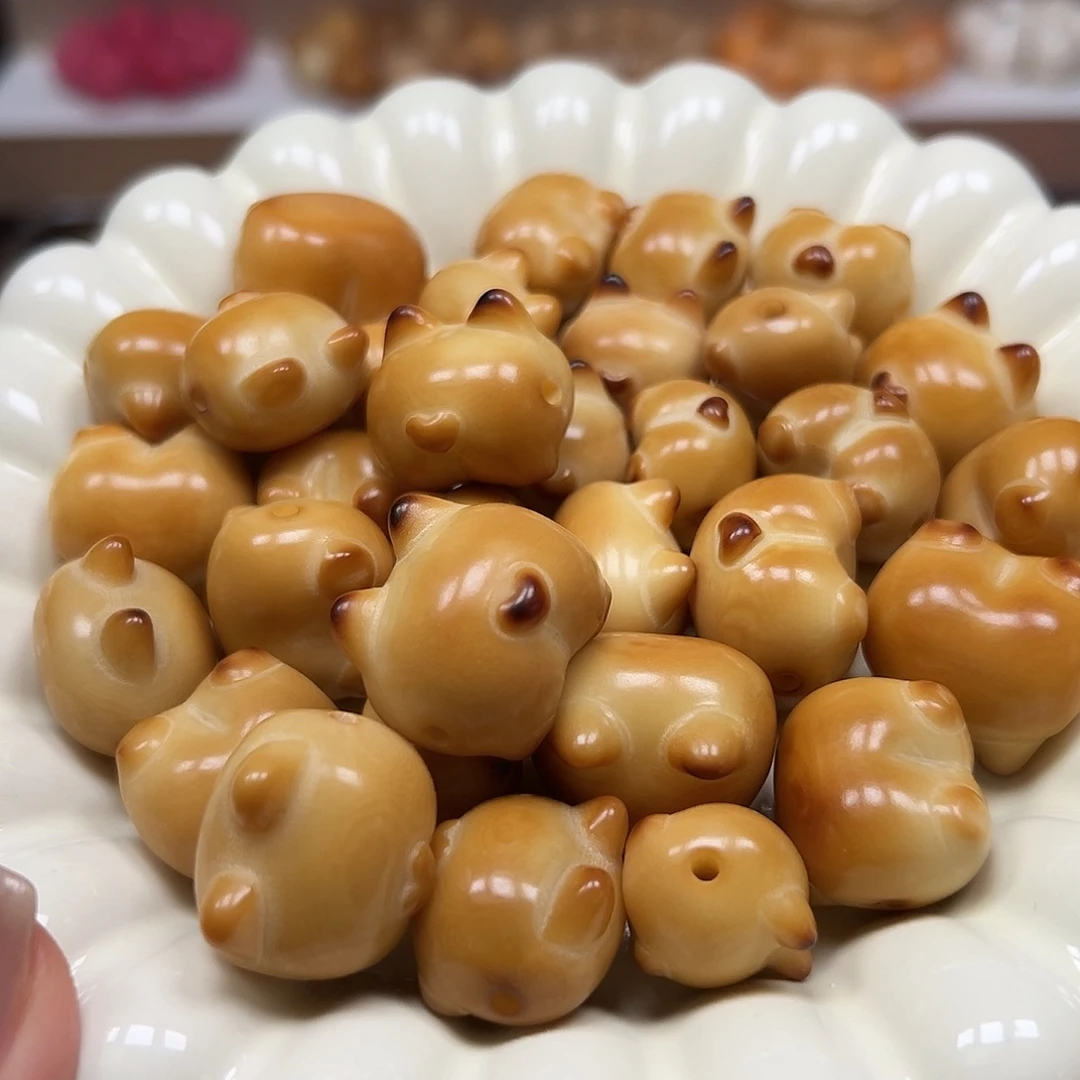 菩提根/象牙果手串瑕疵炭烤柯基屁屁10颗配大小