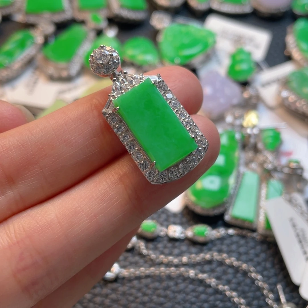 翡翠银S925镶嵌吊坠(不含链)