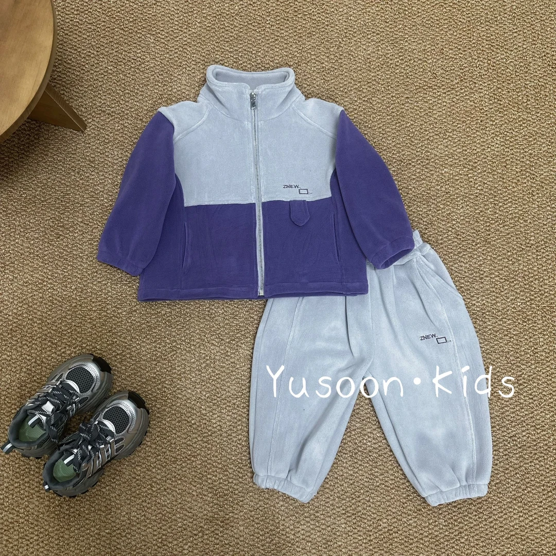 【Yusoon】2025秋冬款男童拼色中小童时尚色休闲拉链奥利绒套装