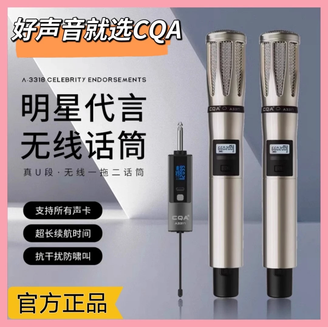 CQA-A3317 3318无线手持麦克风室内户外一拖二直播唱歌动圈话筒