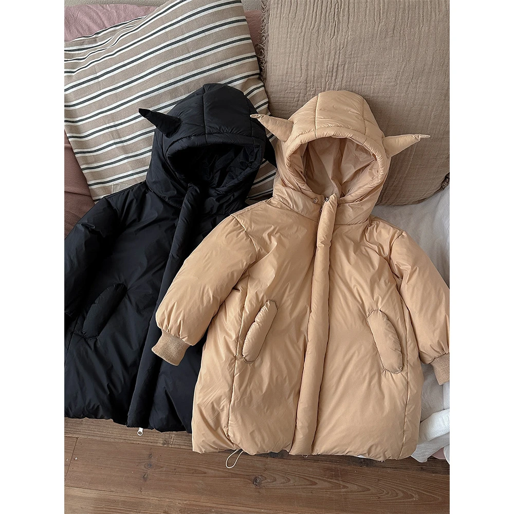 男女童小恶魔羽绒服中长款韩版儿童小童宝宝冬季万圣节装扮外套潮