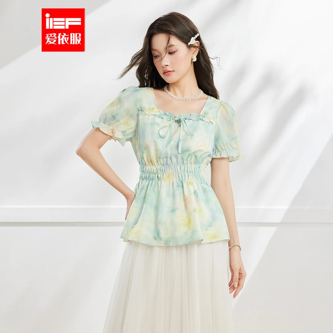 IEF/爱依服2025夏季新款法式温柔小女人气质收腰显瘦裙上衣流光风