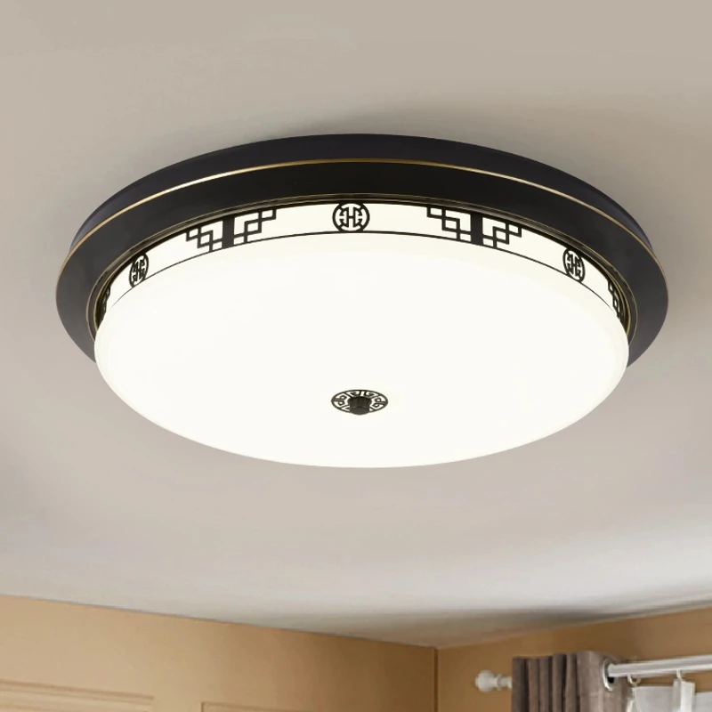 铁艺新中式家用吸顶灯国风美式玄关书房阳台灯圆形led大气走廊