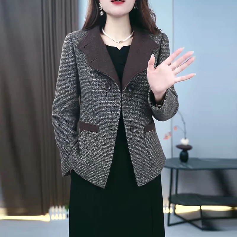 磨毛精纺时尚立体短外套2025新款洋气气质显瘦百搭端庄优雅外套女