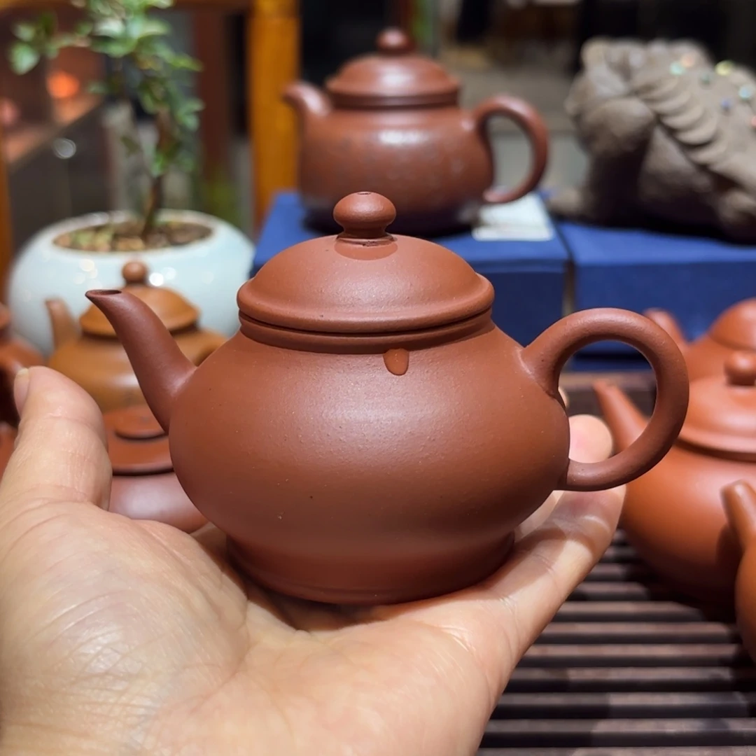吴***、紫砂茶壶紫砂壶九十年代红泥潘壶110cc