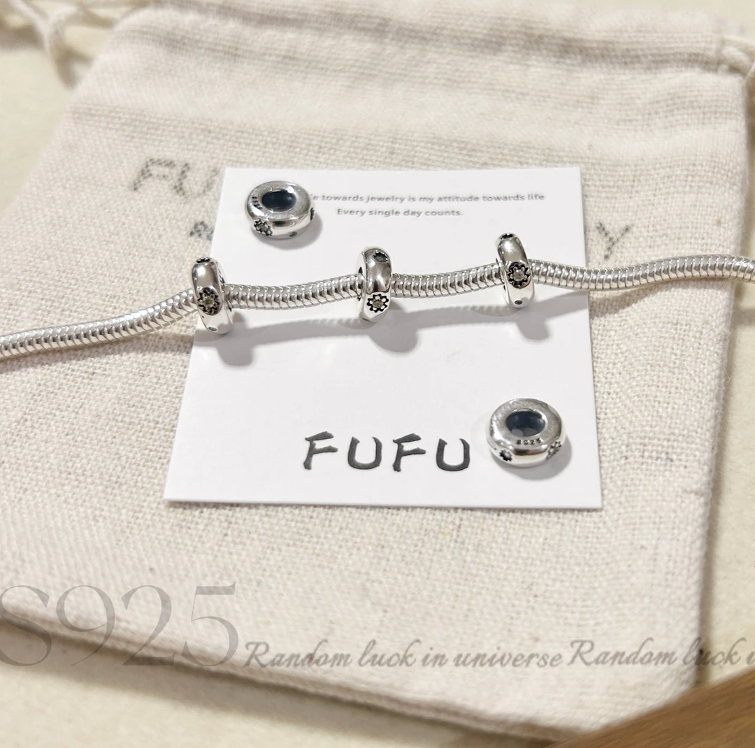 925银银制品 隔珠胶塞【两颗】s925纯银隔珠 固定隔片精工版～银隔片