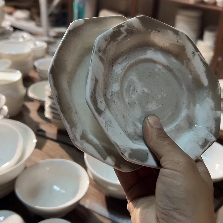 国营尾货骨瓷壶承一对