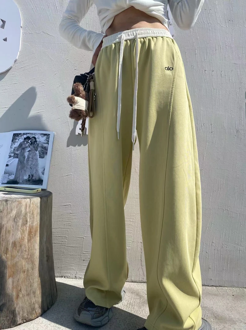 春夏新款百搭时尚拼接高腰阔腿休闲裤2563