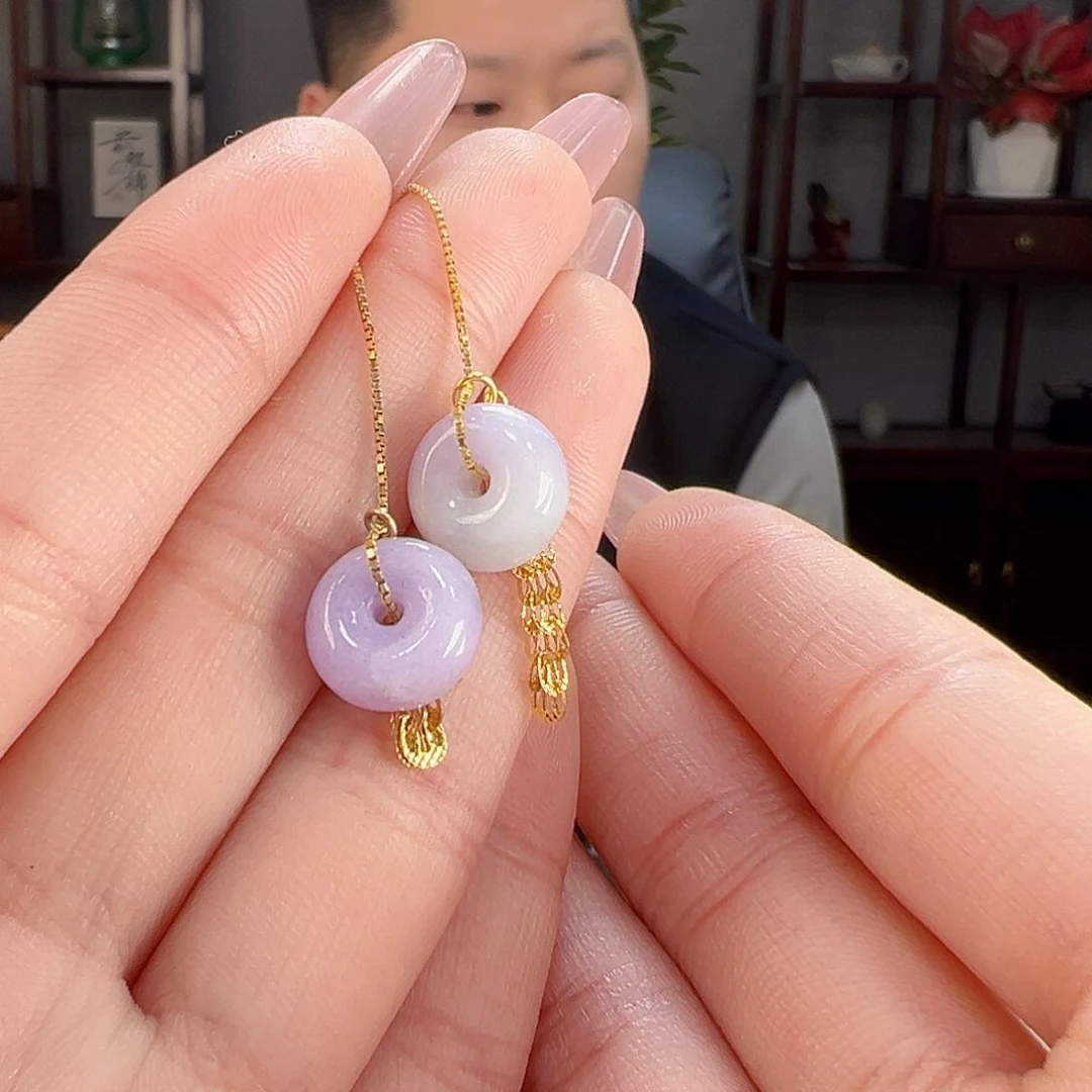 翡翠耳饰银S925镶嵌耳环50