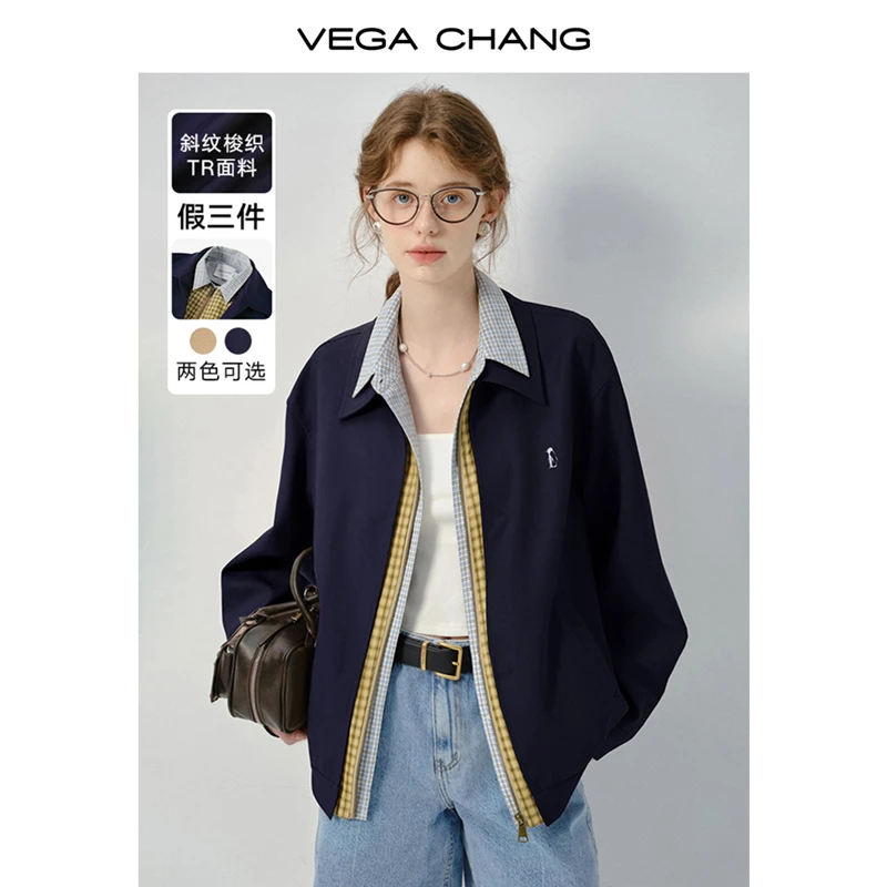 VEGA CHANG短外套秋新款今年流行假三件小个子上衣V25100295JJ