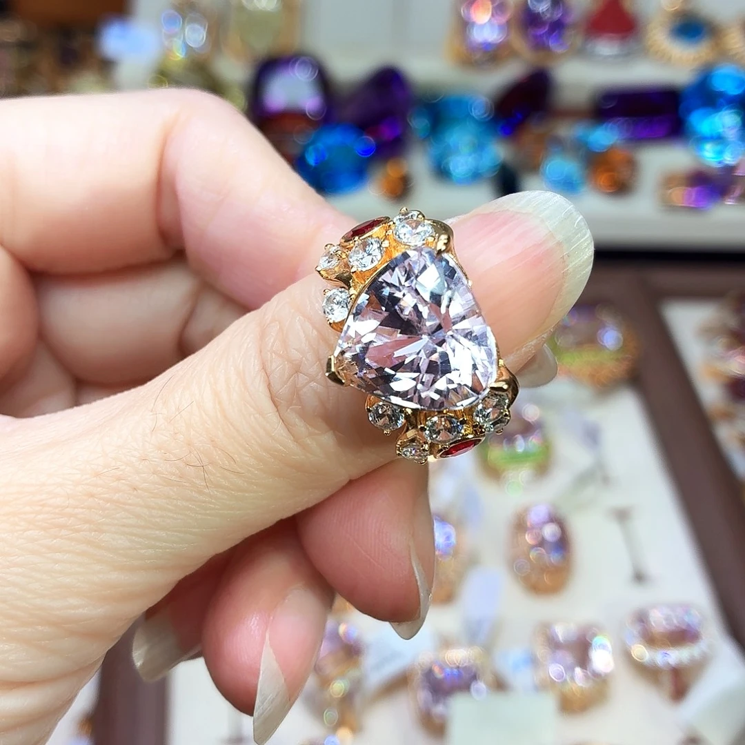 戒指锂辉石银S925镶嵌