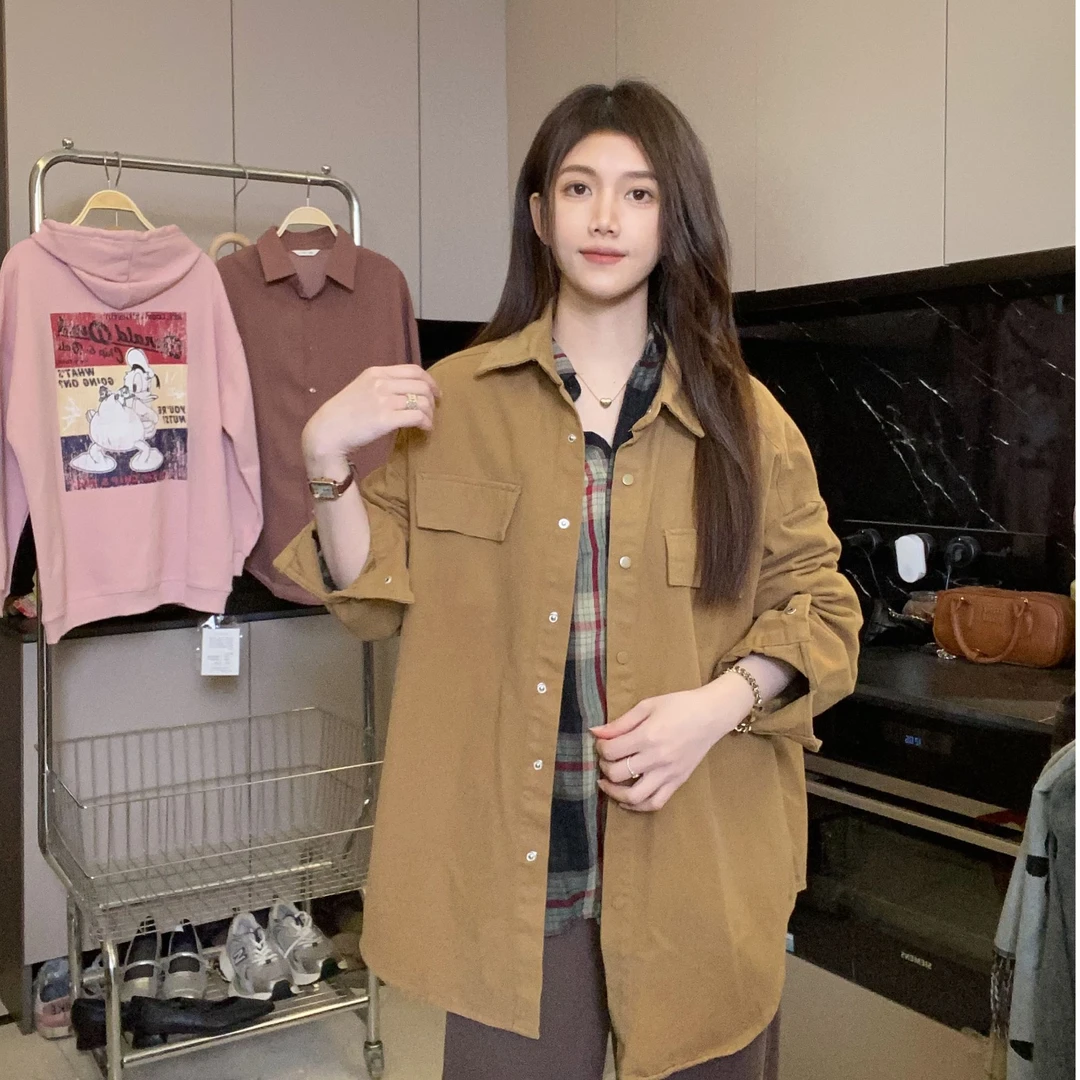 宽松慵懒感衬衫女2025春秋新款韩版衬衣厚款外套