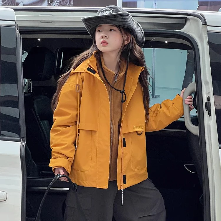 英国MK&DK 春秋季休闲风女女童休闲三合一冲锋衣防水秋冬潮流户外