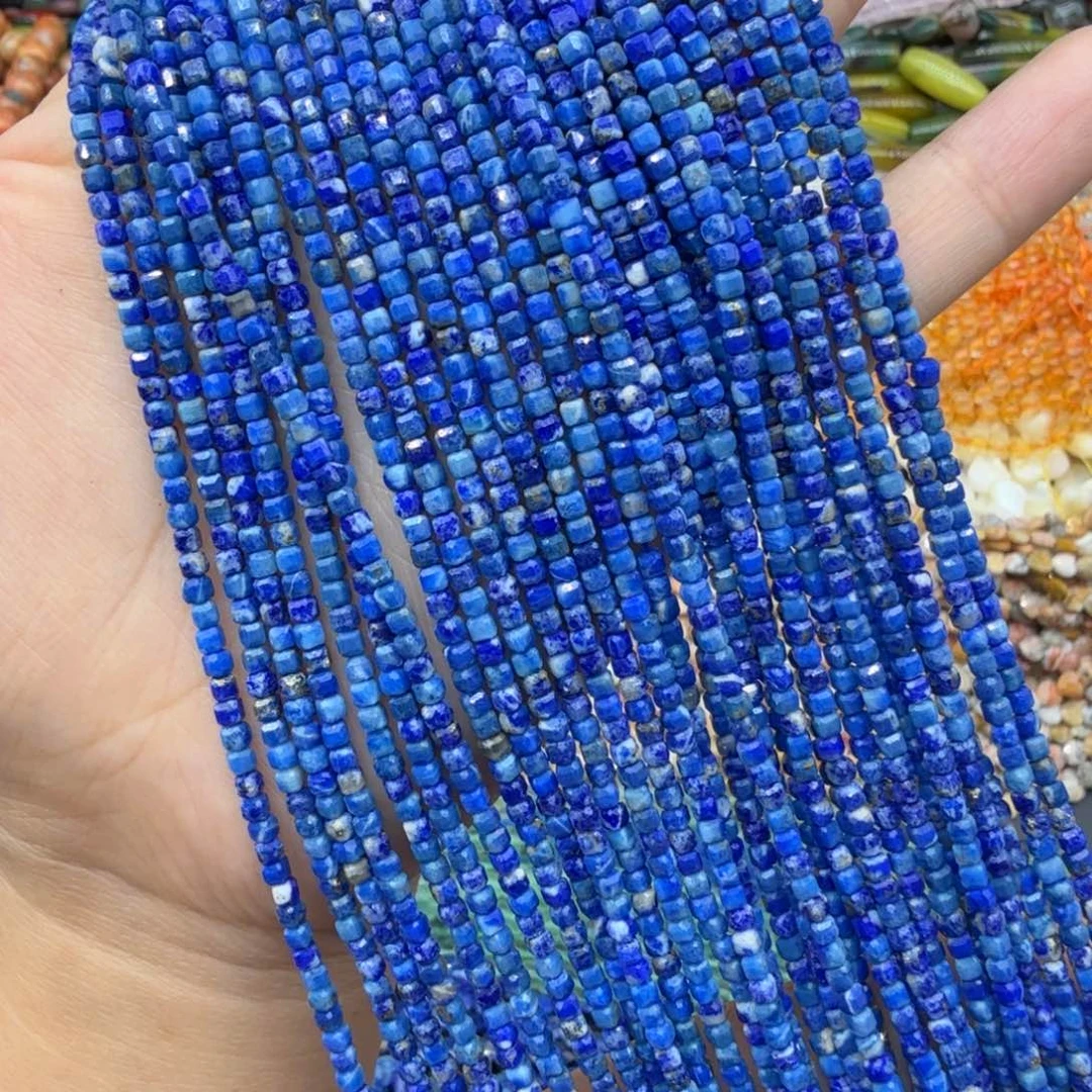 水晶珠宝半成品未镶嵌卡2牛仔蓝青金方糖一条