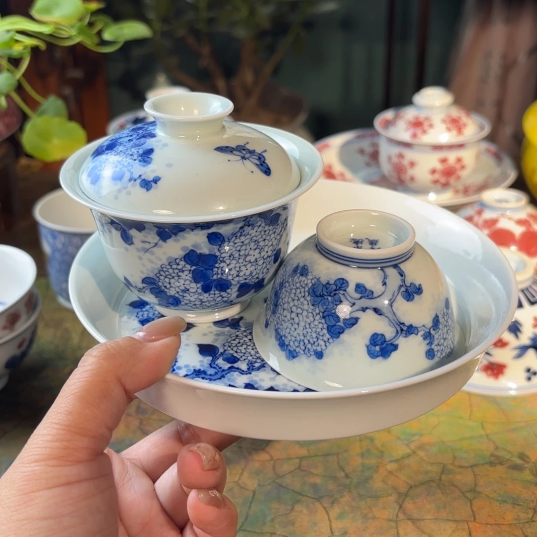 青花手绘绣球花套组