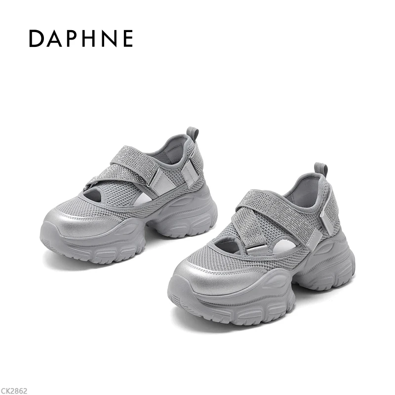 达芙妮时尚单鞋2025春季新款小个子潮流厚底网面透气镂空休闲鞋L