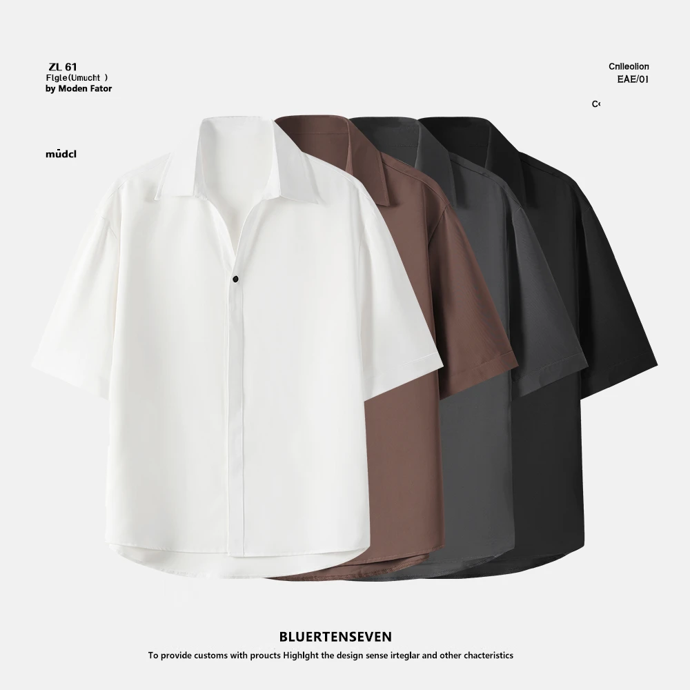 L宽松薄款夏季男士男士衬衫纯色