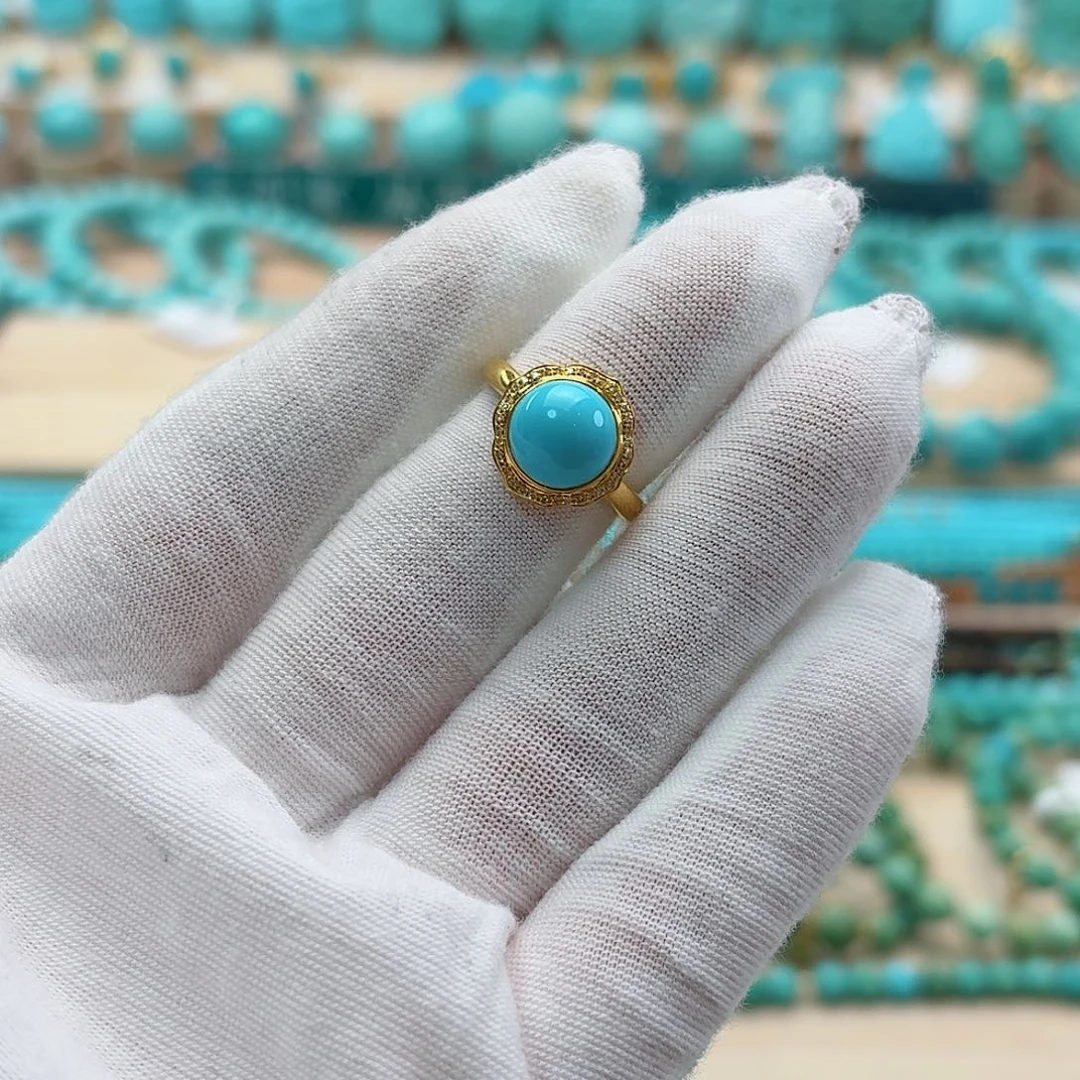 绿松石18K金镶嵌珠宝奇石