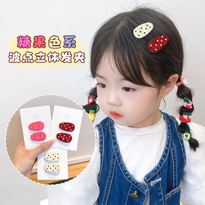 女童水滴夹bb夹儿童新款波点鸭嘴夹小女孩甜美碎发刘海侧边夹发夹